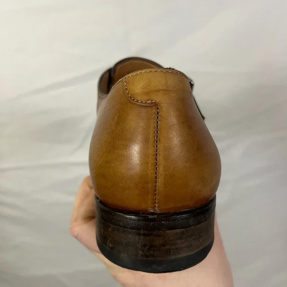 Paul Evans Men’s Leather Tan Monk Strap Loafers-‎ Size 8.5